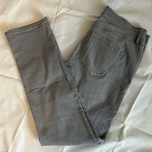 LOFT Modern Straight Mid-Rise Light Grey Denim Jeans, Size 29